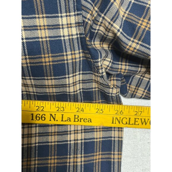 LL Bean Men's Shirt Large Button Front Blue Tan Plaid 100% Cotton LS 253770 - Picture 11 of 13